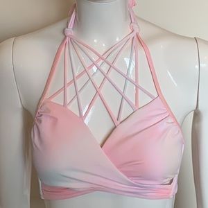 EUC PINK Victoria’s Secret Strappy Criss Cross Bikini Top • Size Small